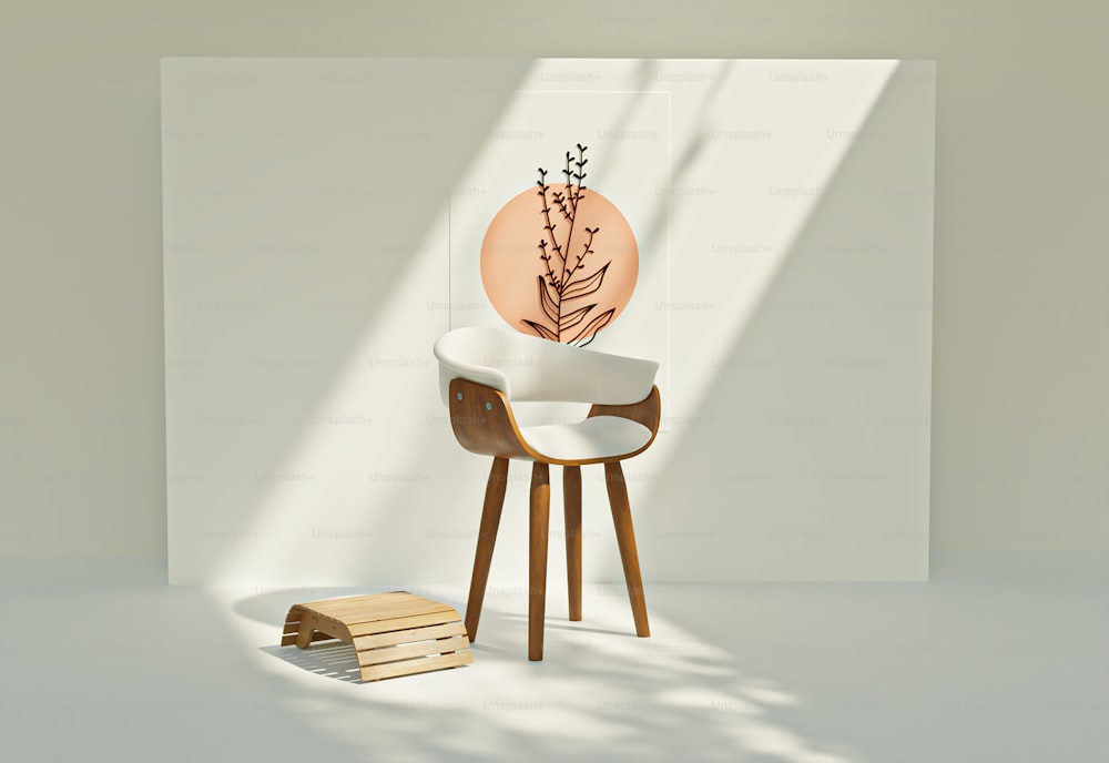 a chair with a plant on the back of it