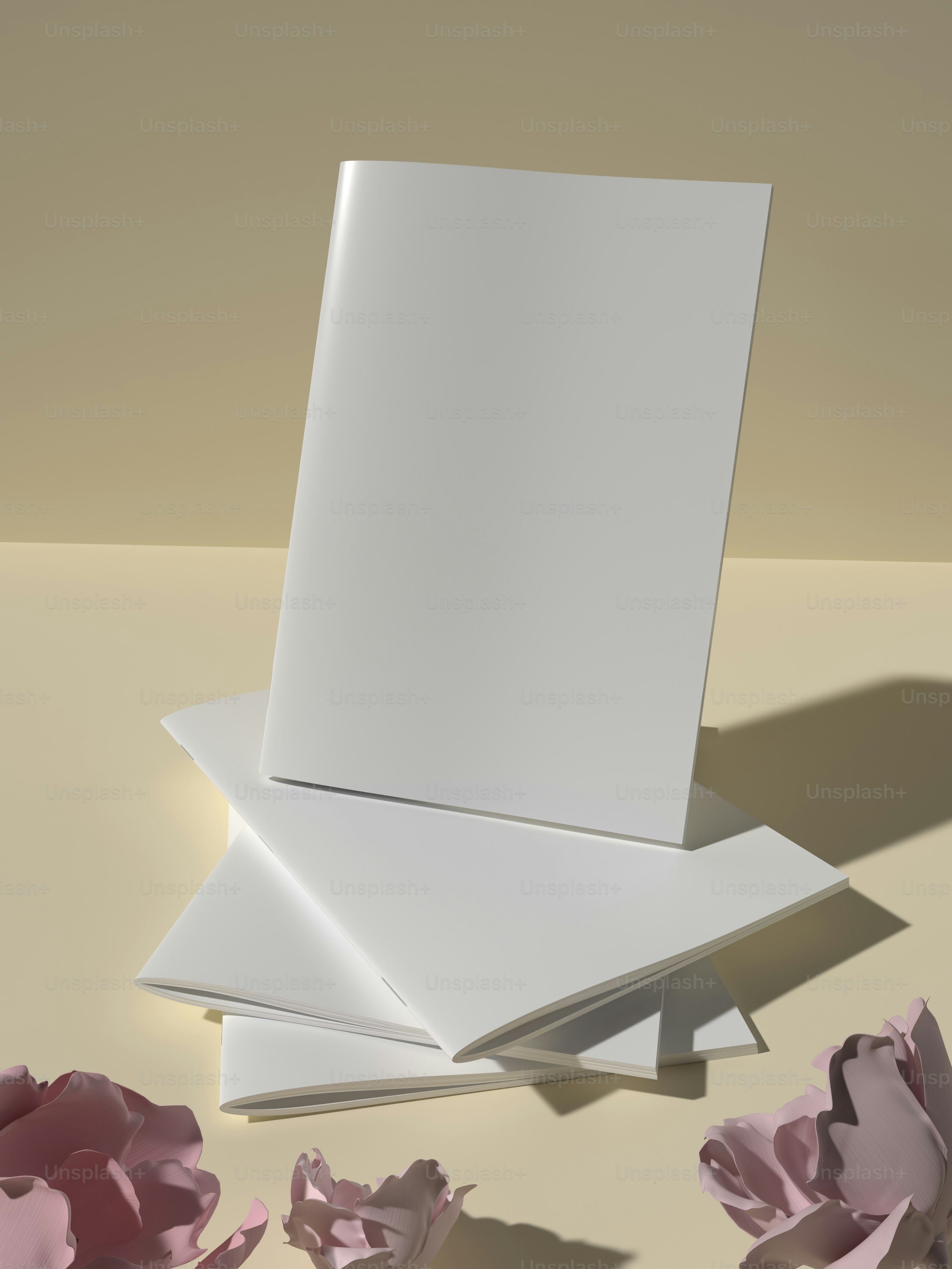 a stack of white cards sitting on top of a table
