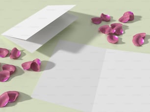 ピンクの花びらが�描かれた一枚の紙