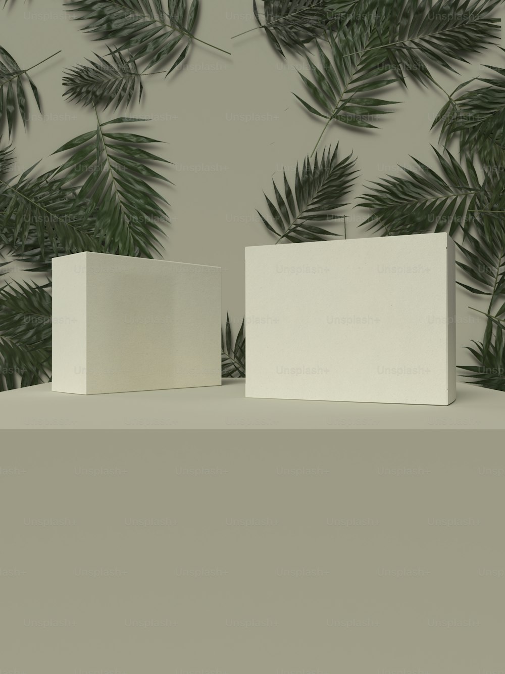 테이블 위에 놓인 두 개의 흰색 상자