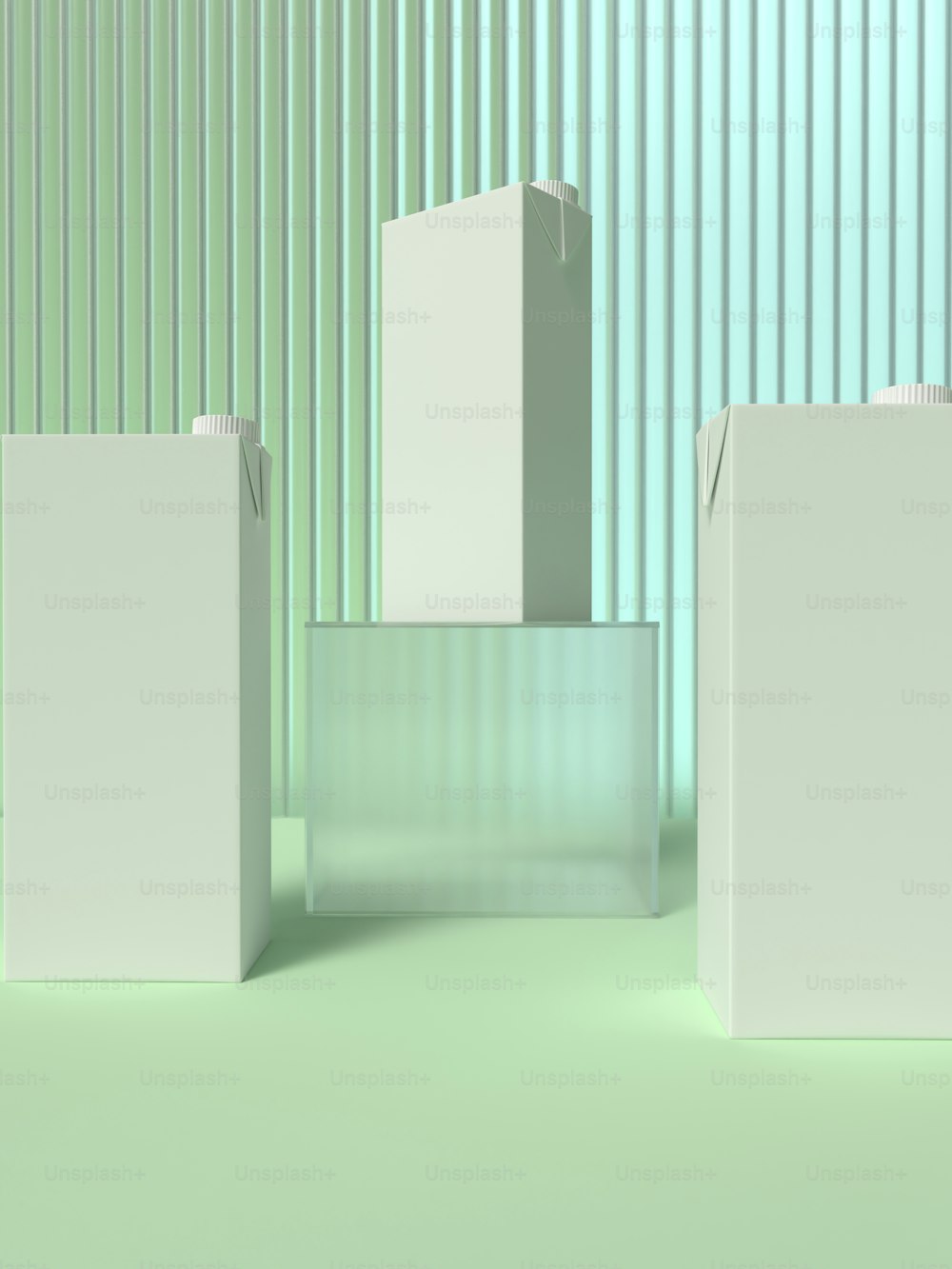 a group of white boxes sitting next to each other