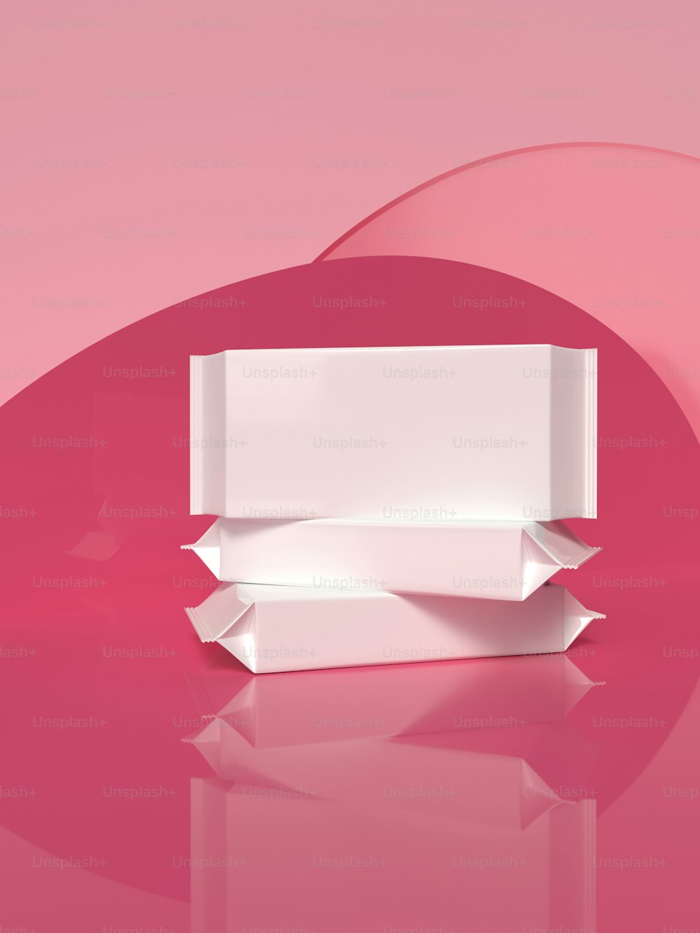 an empty white box on a pink background