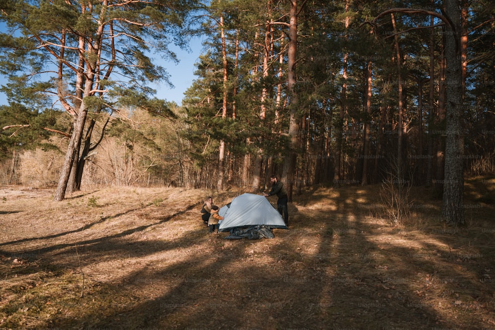 森の真ん中に張られたテント