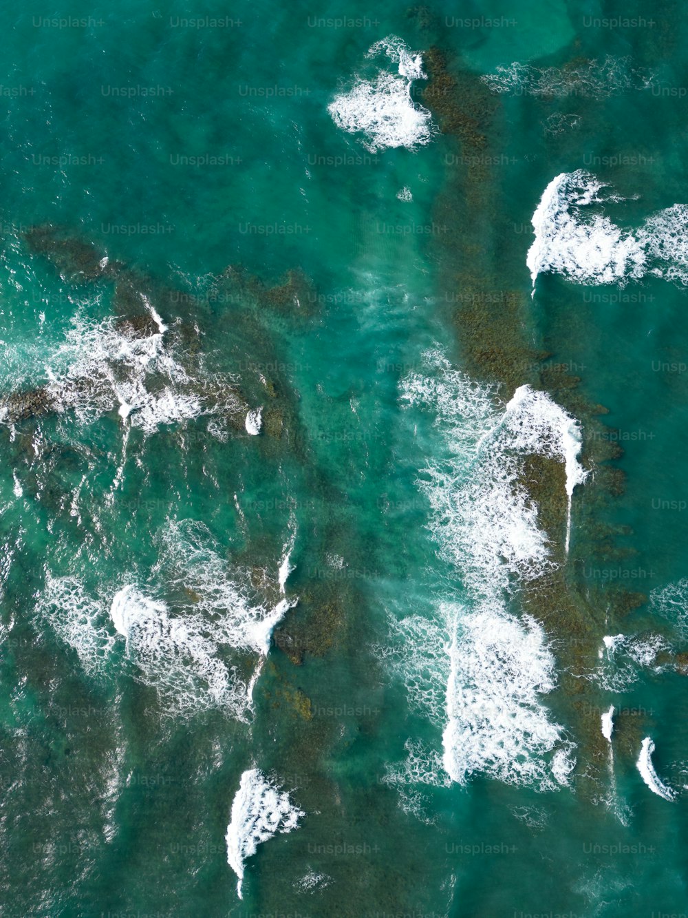 an aerial view of a body of water