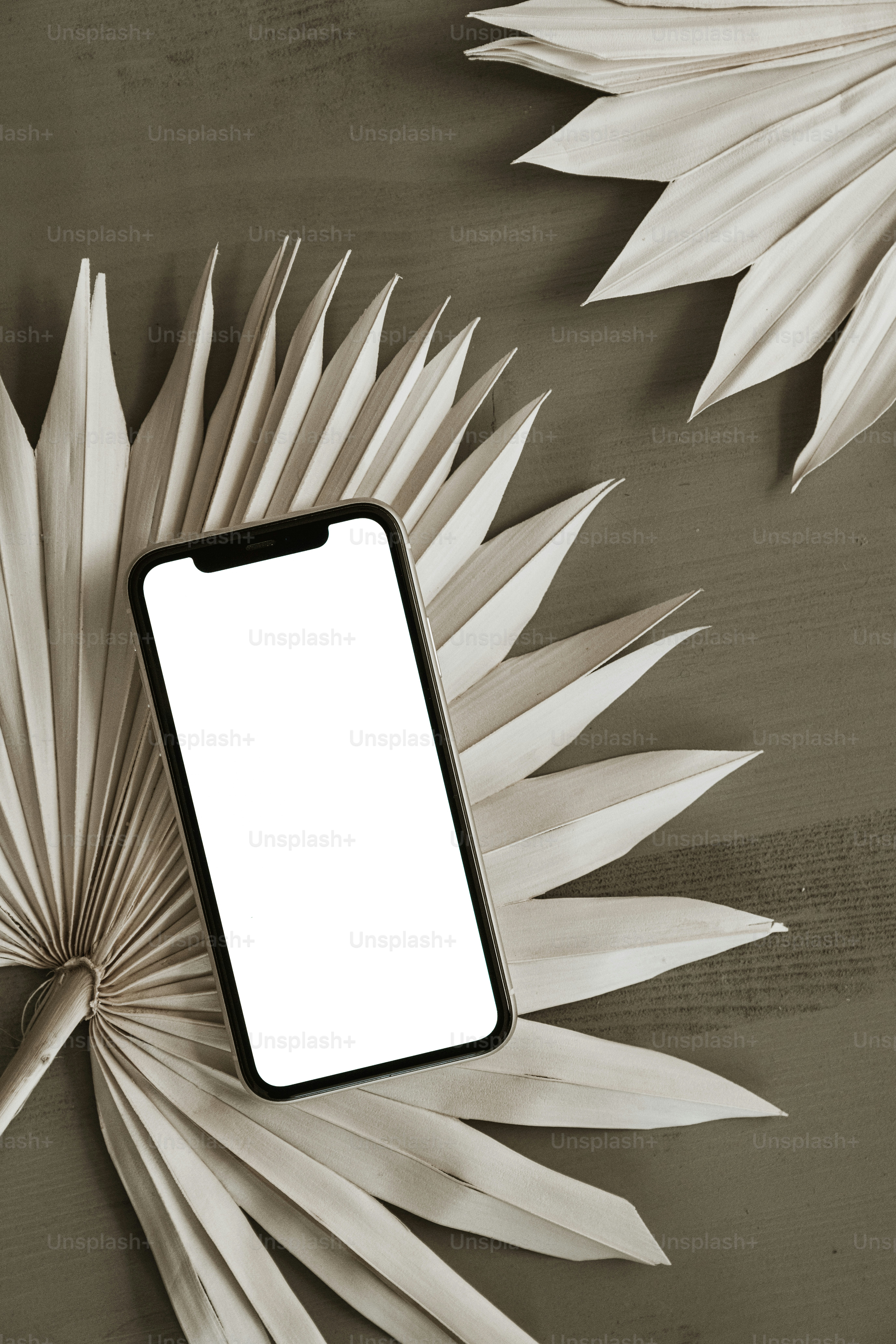 Ein Handy sitzt auf einem Holztisch