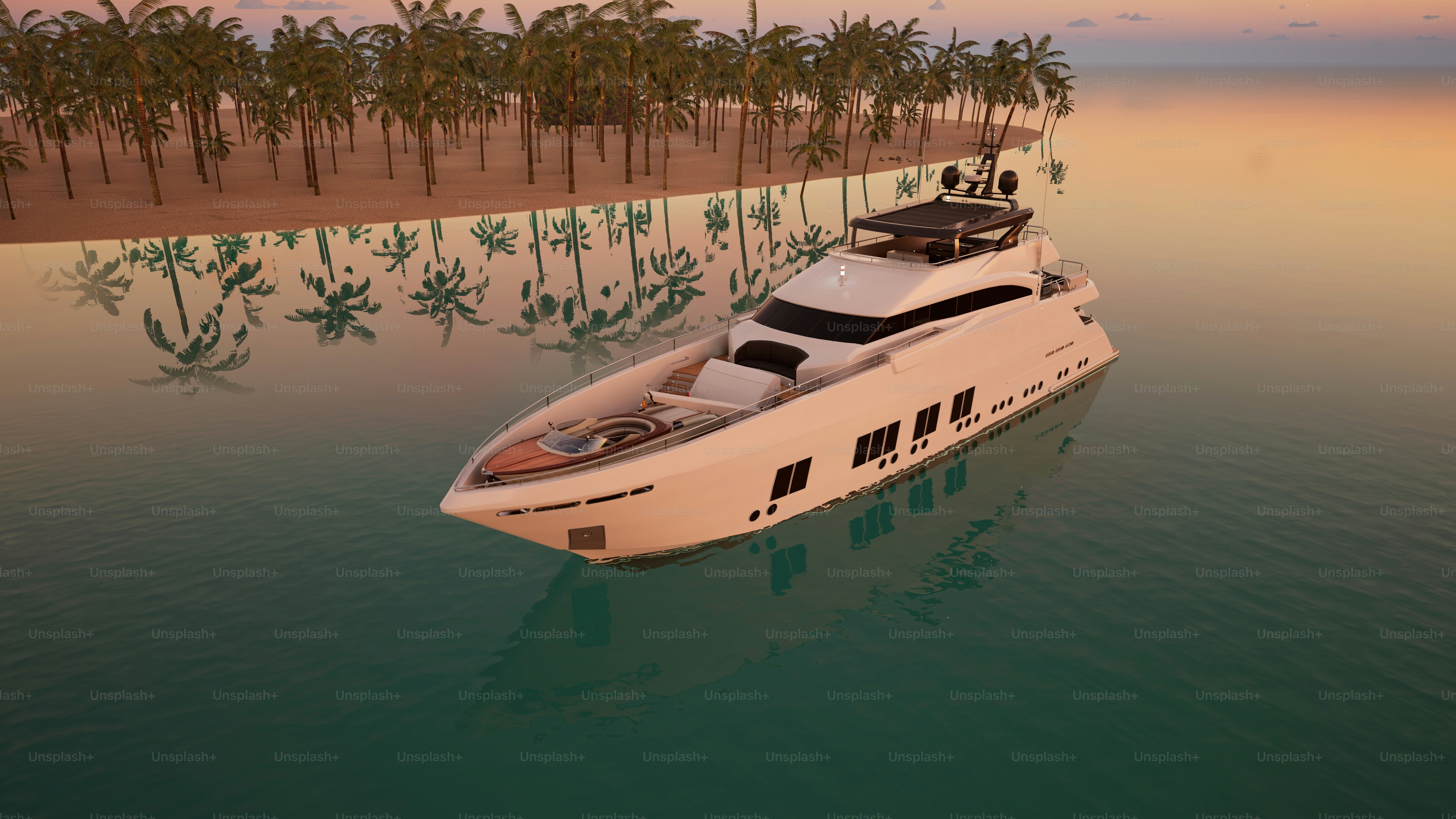 a white boat floating on top of a body of water