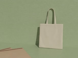 a white bag sitting on top of a table