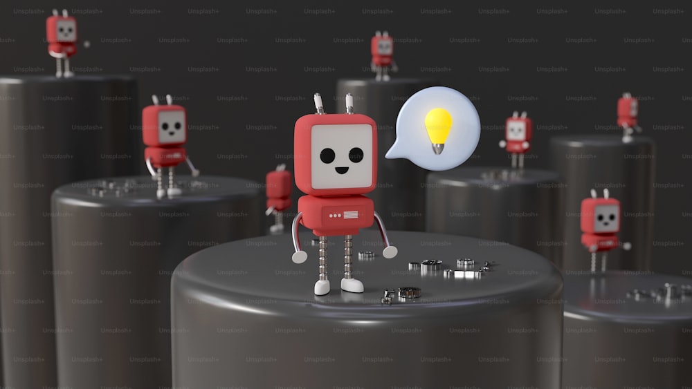 a robot with a light bulb in his head