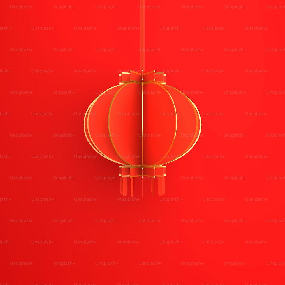 Fröhliches chinesisches Neujahrsbanner, rot-goldene Laterne Lampionpapier auf dem Hintergrund geschnitten. Entwerfen Sie kreatives Konzept der China-Fest-Feier Gong Xi Fa Cai. 3D-Rendering-Illustration.