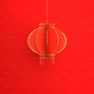 Happy Chinese new year banner, red and gold lantern lampion paper cut on background. Design creative concept of china festival celebration gong xi fa cai. 3D rendering illustration.