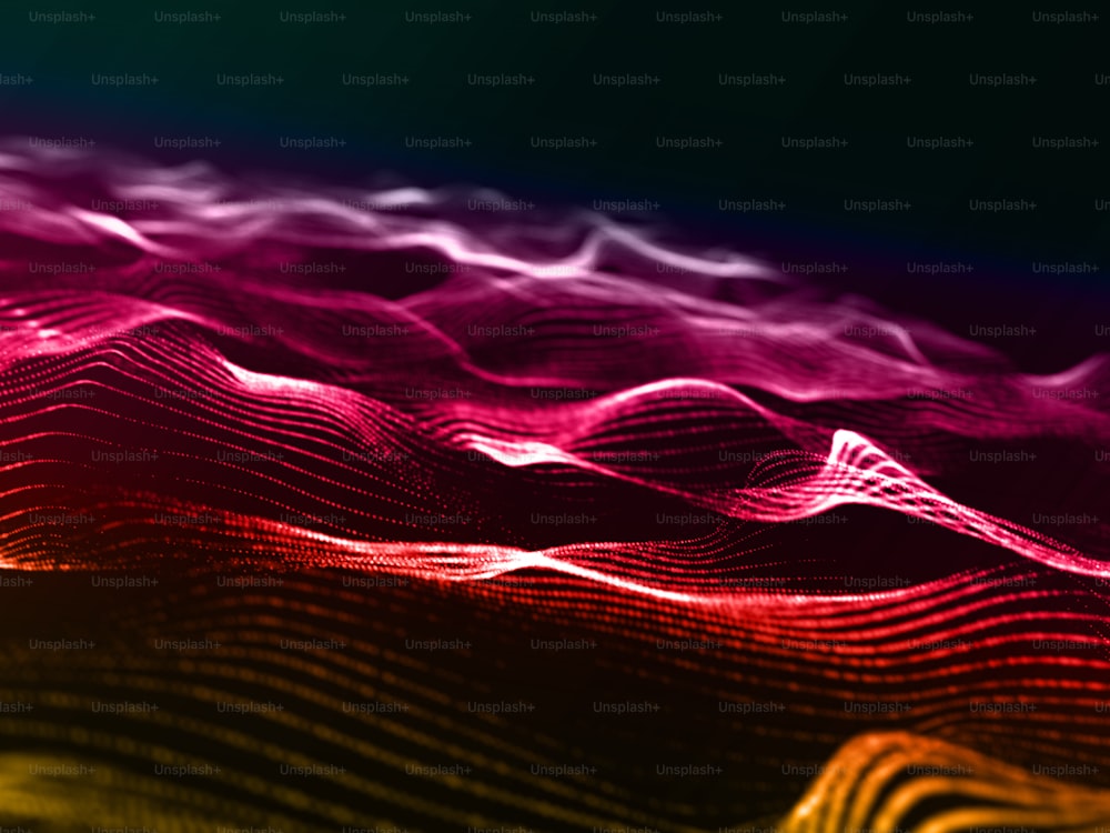 Rendering 3D di uno sfondo moderno con design di particelle color arcobaleno