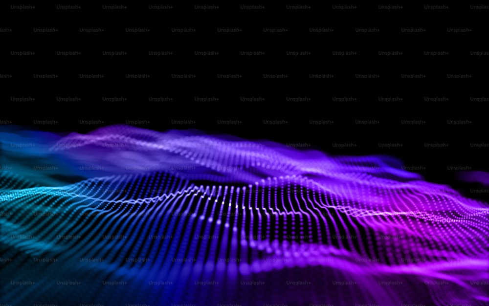 3D render of a network communications background with flowing digital particles