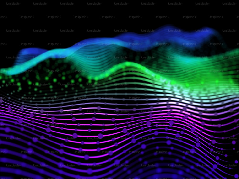 3D render of an abstract background with flowing lines and particles