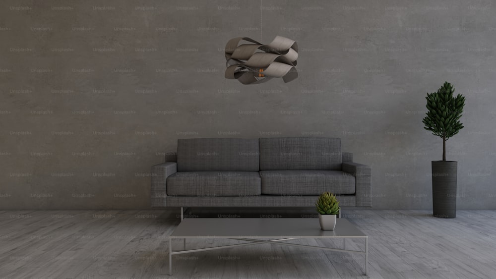 Render di 3D contemporaneo Living Room Interior e mobili moderni