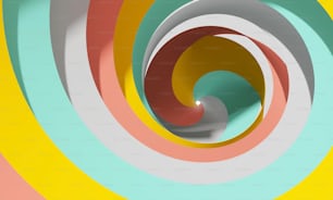Abstrakter digitaler Hintergrund mit buntem Spiraltunnel, 3D-Rendering-Illustration