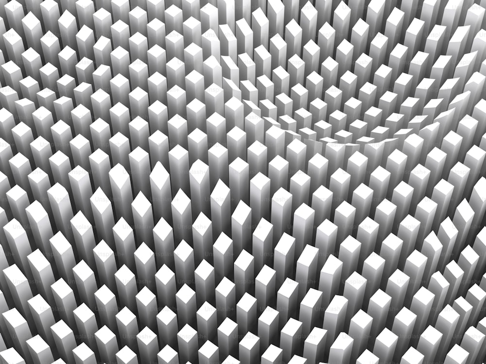 Patrón de fondo digital abstracto con columnas dispuestas en blanco, diagrama de superficie, ilustración de renderizado 3D