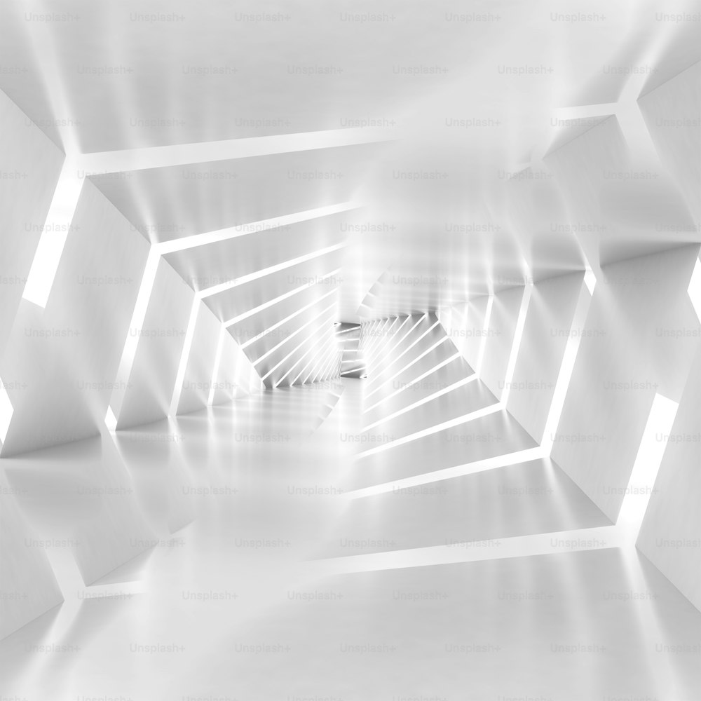 Priorità bassa surreale astratta del tunnel con il modello delle pareti a spirale, illustrazione 3d