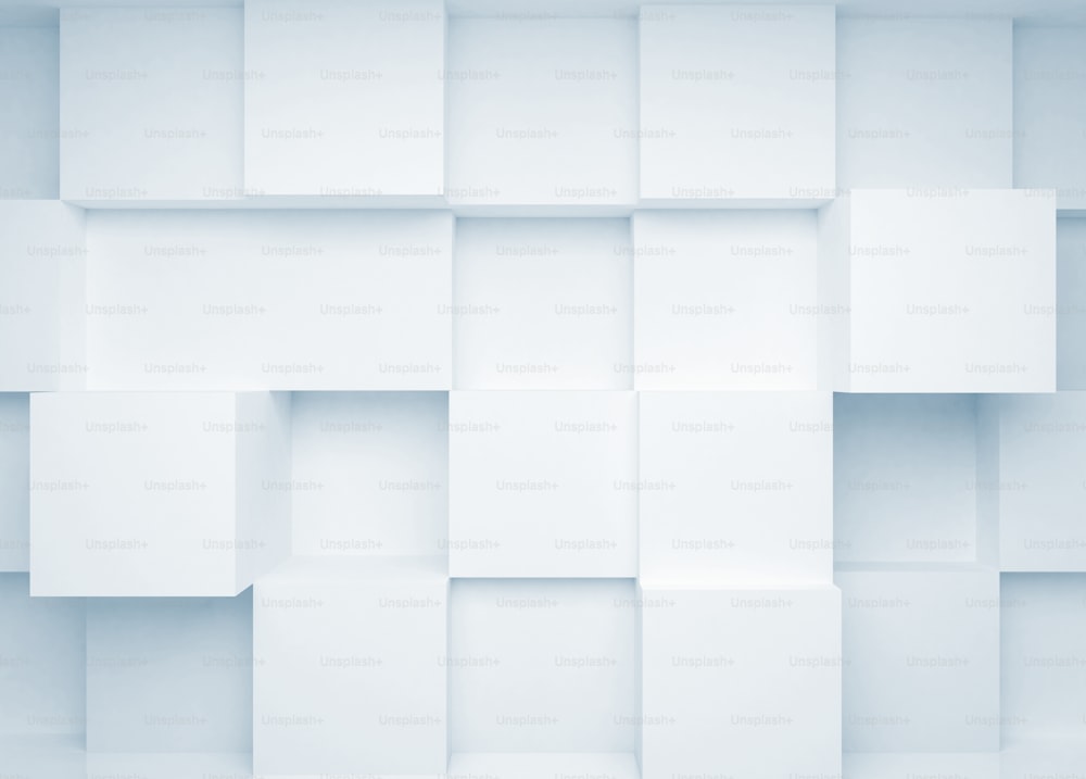 Abstract 3d background with white cubes on the wall