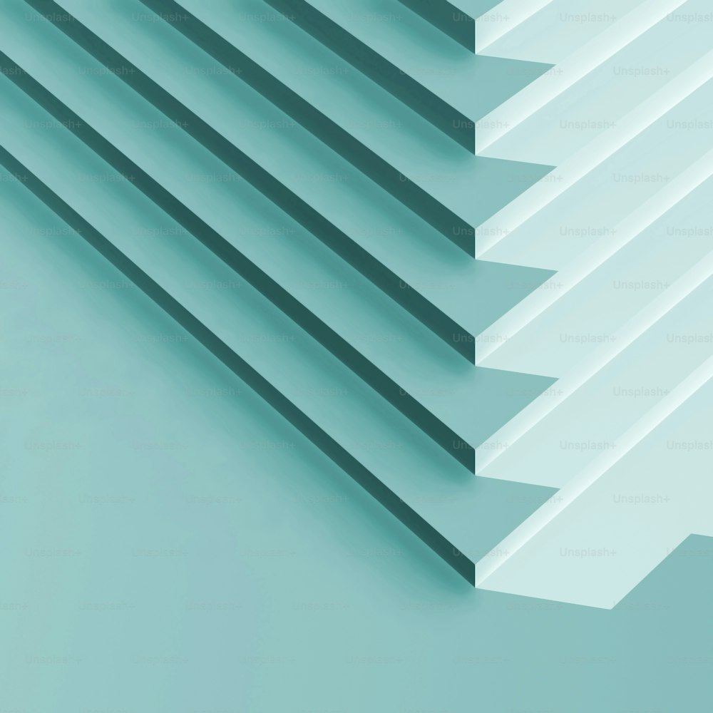 Abstrakter blauer digitaler geometrischer Hintergrund, Ecke einer leeren Treppe, Draufsicht, 3D-Illustration