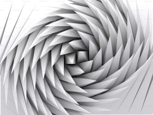 Fondo geométrico abstracto, formas triangulares paramétricas blancas, patrón de remolino, ilustración de renderizado 3D