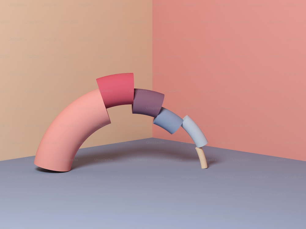 Abstrakte Gleichgewichts-Stillleben-Installation. 3D-Rendering-Illustration