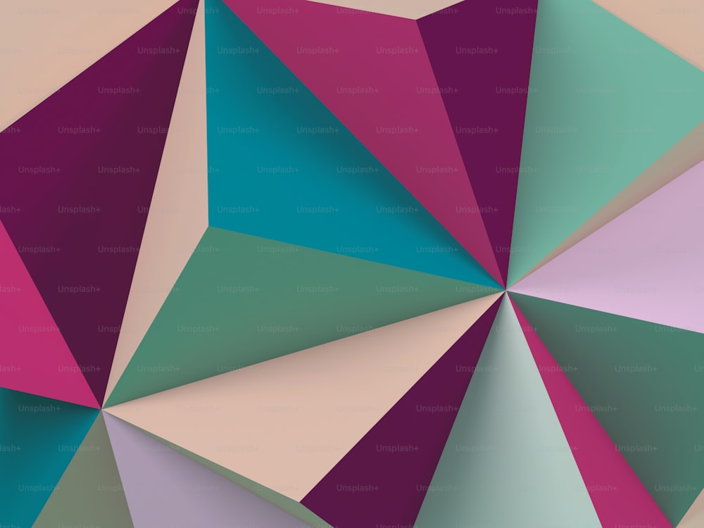 Abstract colorful low-poly background. Minimal geometric pattern, 3d rendering illustration
