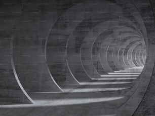 Concrete tunnel interior with perspective effect. 3d illustration