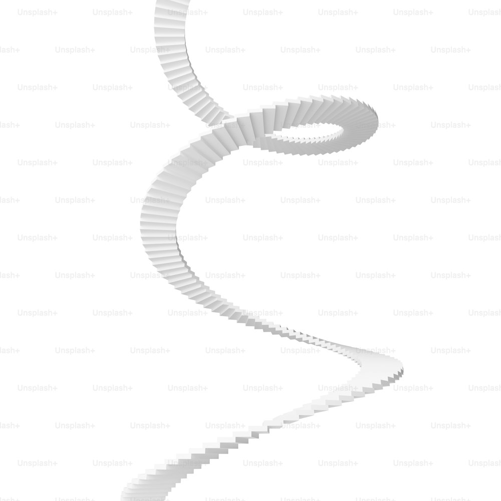 Escalier en colimaçon abstrait 3d isolé sur blanc