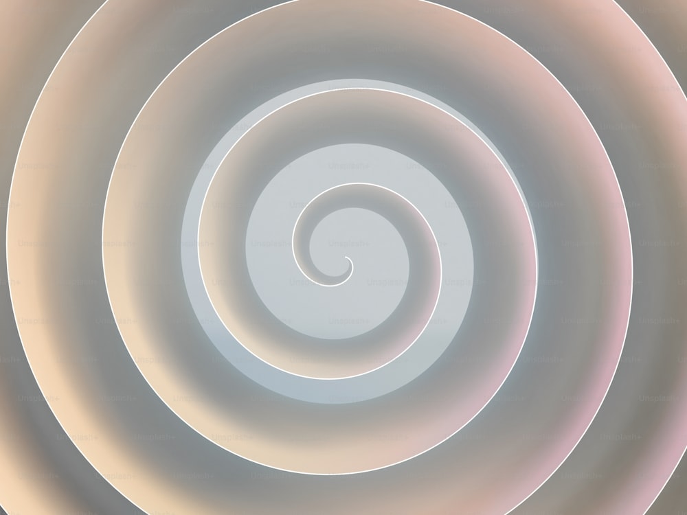 Weißes Spiralband mit weicher farbiger Beleuchtung, abstraktem digitalem Hintergrund, 3D-Rendering-Illustration