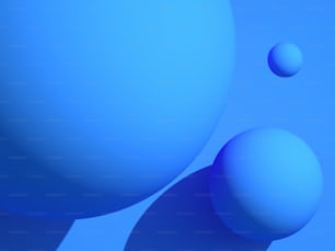 Abstract digital graphic background, minimal still life installation of blue spheres, 3d rendering illustration