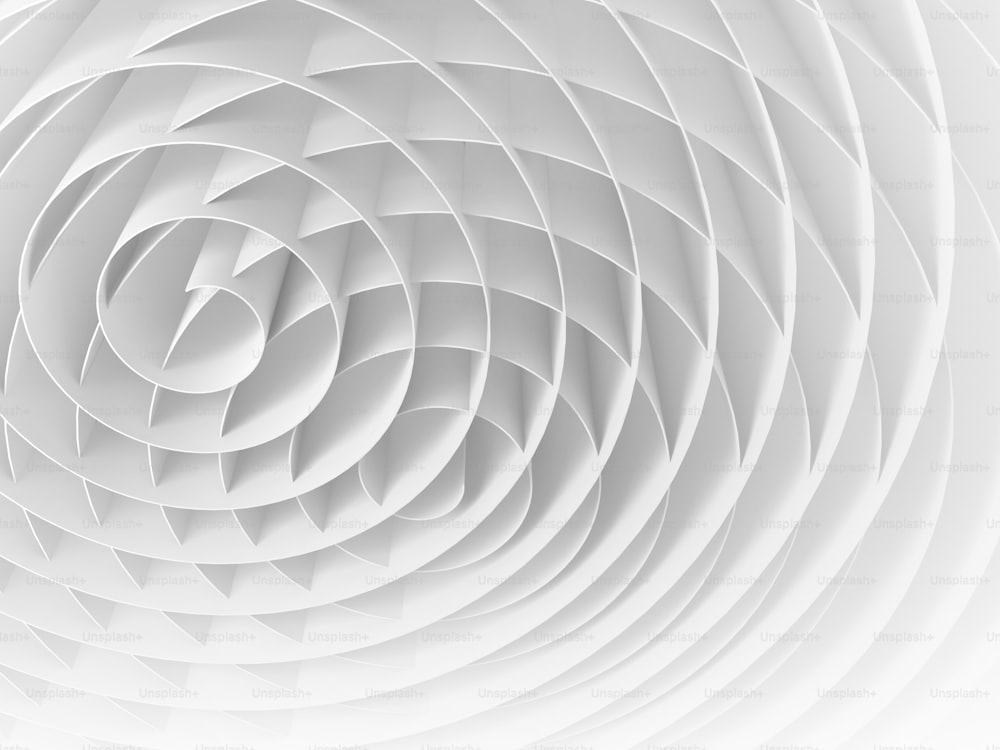 Weiß geschnittene 3D-Spiralen, abstrakte digitale Illustration, Hintergrundmuster