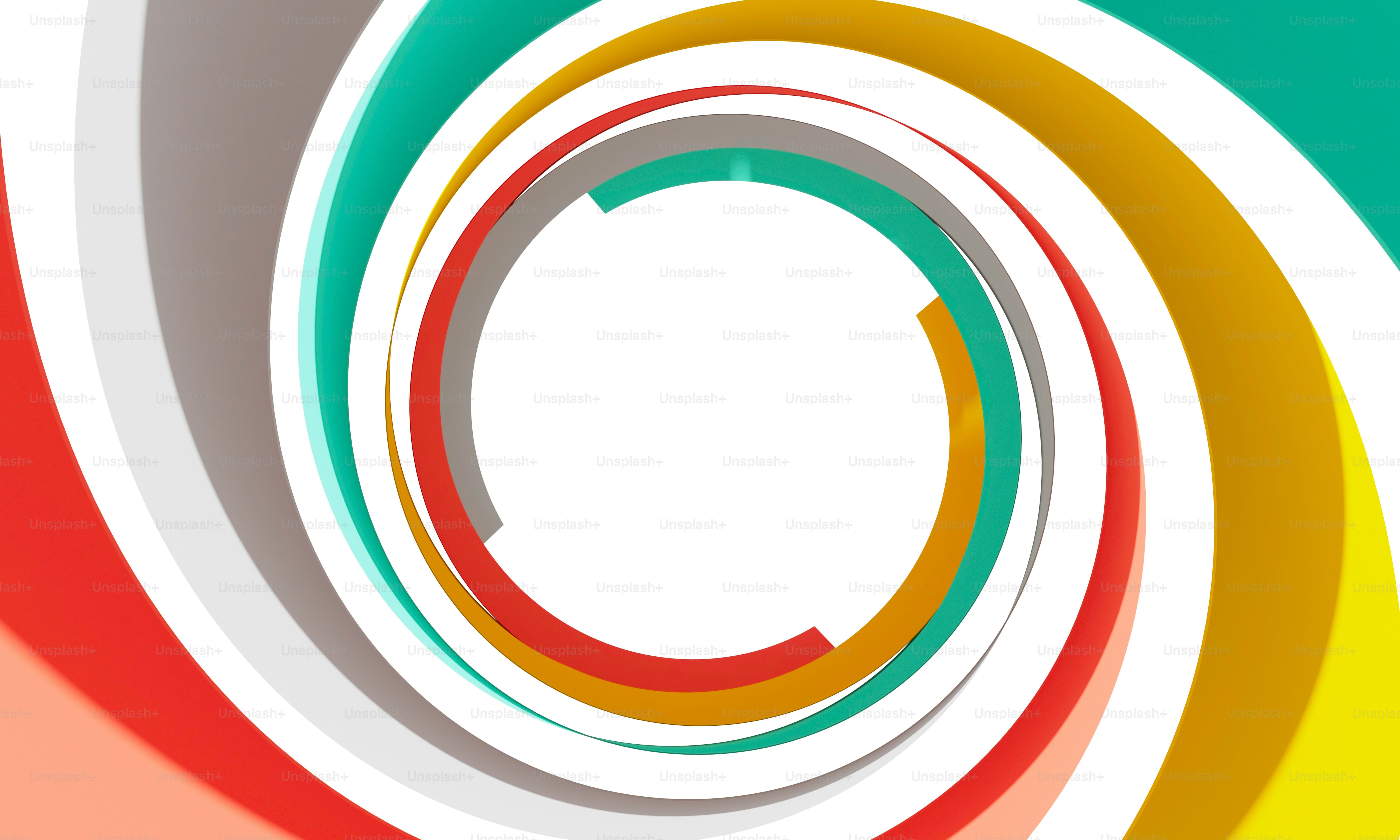 Latar belakang abstrak dengan terowongan spiral warna-warni dengan ruang salinan kosong di tengah, ilustrasi rendering 3d