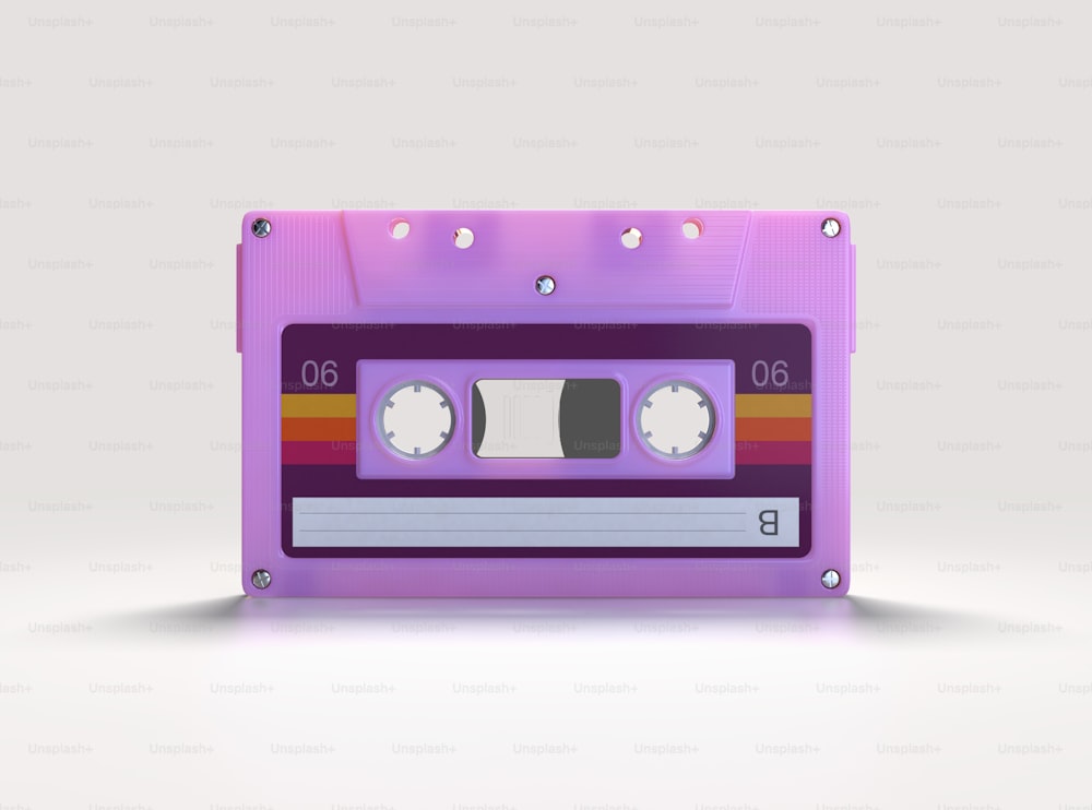 分離型背景にピンクのビンテージオーディオカセットテープを示すコンセプト – 3Dレンダリング