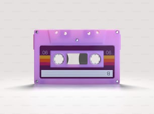 A concept showing a pink vintage audio cassette tape on an isolated background - 3D render