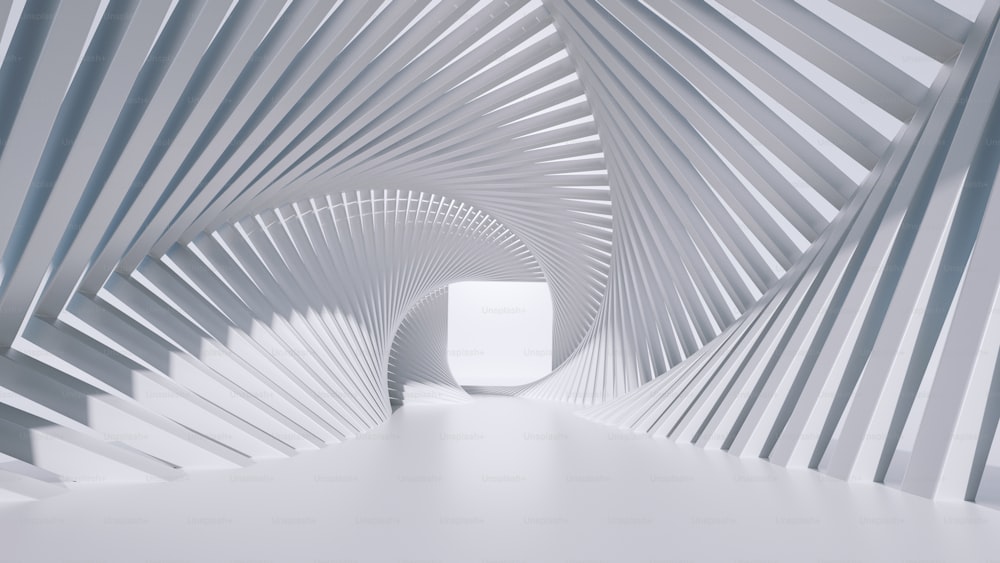 3d render, abstract minimal background. White corridor with square exit.