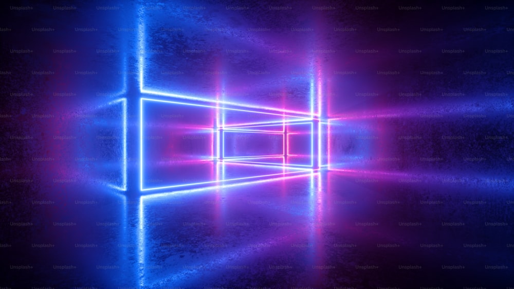 renderização 3d, linhas de néon brilhantes, fundo abstrato, reflexos de luz ultravioleta, show a laser