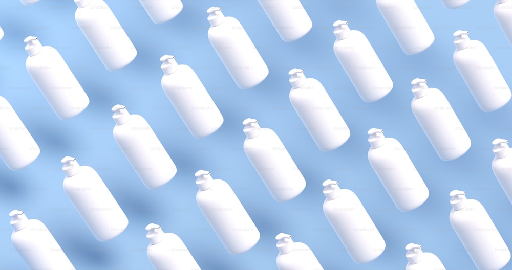 a lot of white bottles with white caps