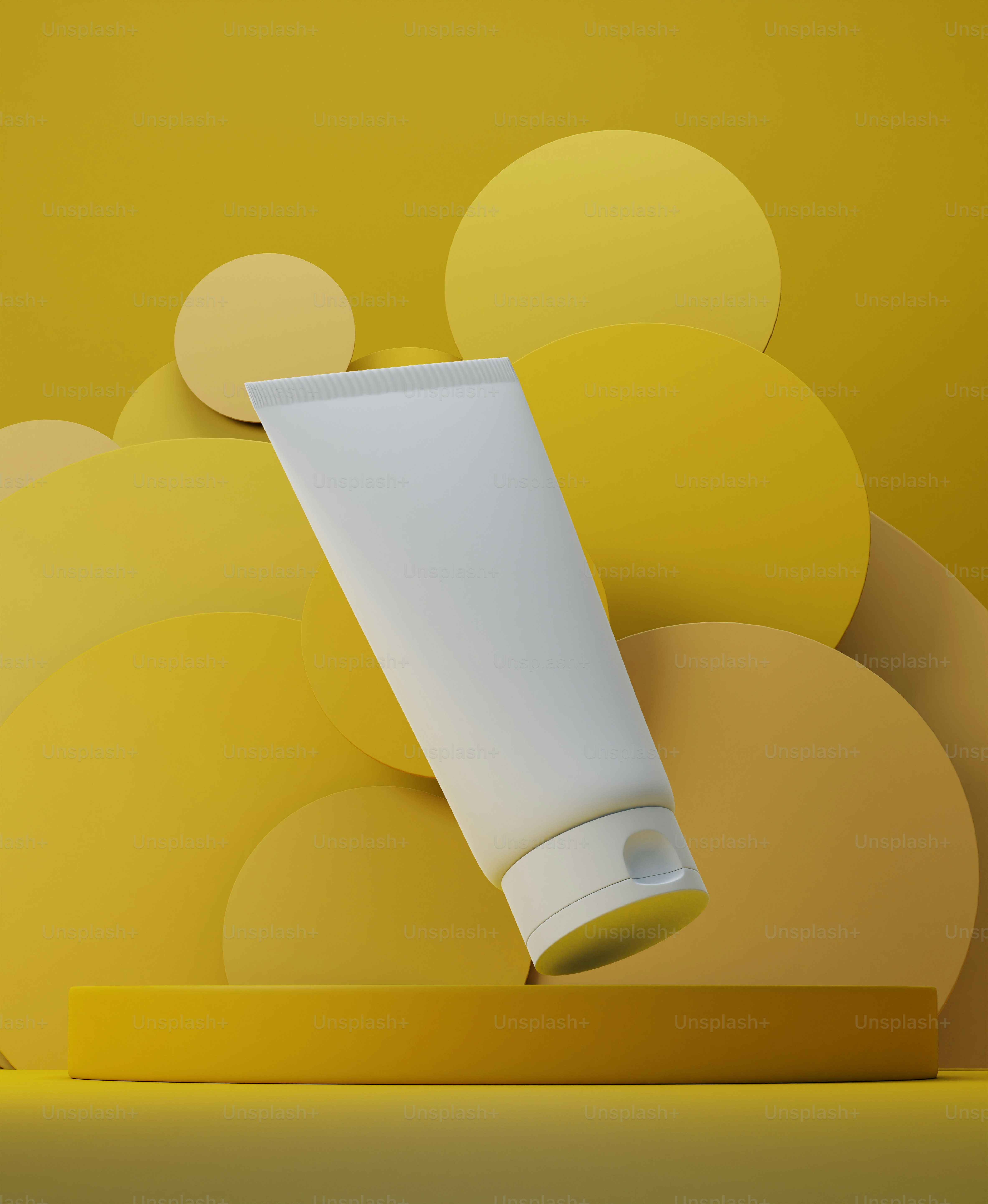 a tube of cream sitting on top of a wooden stand
