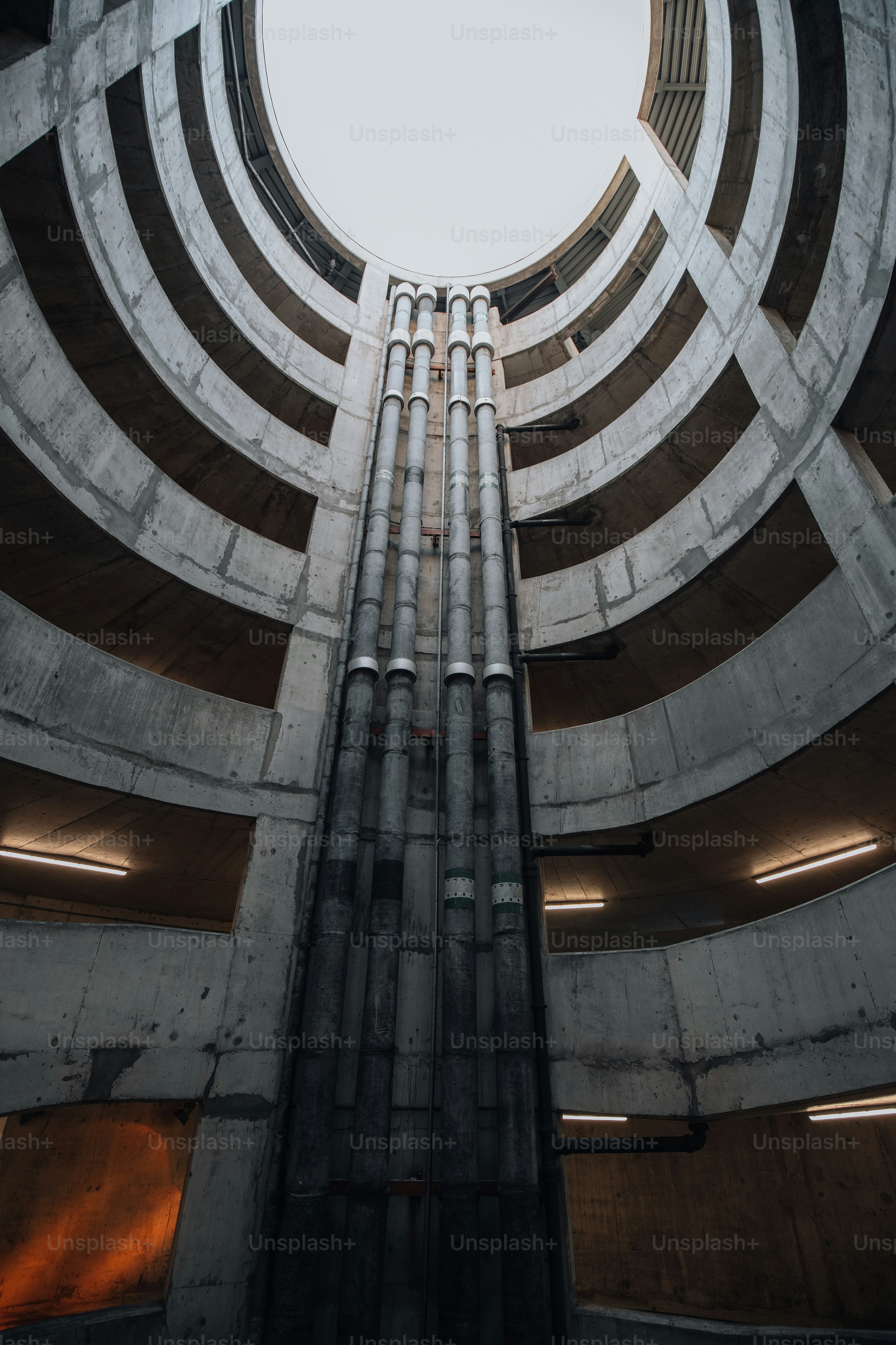 a very tall building with a very big round window
