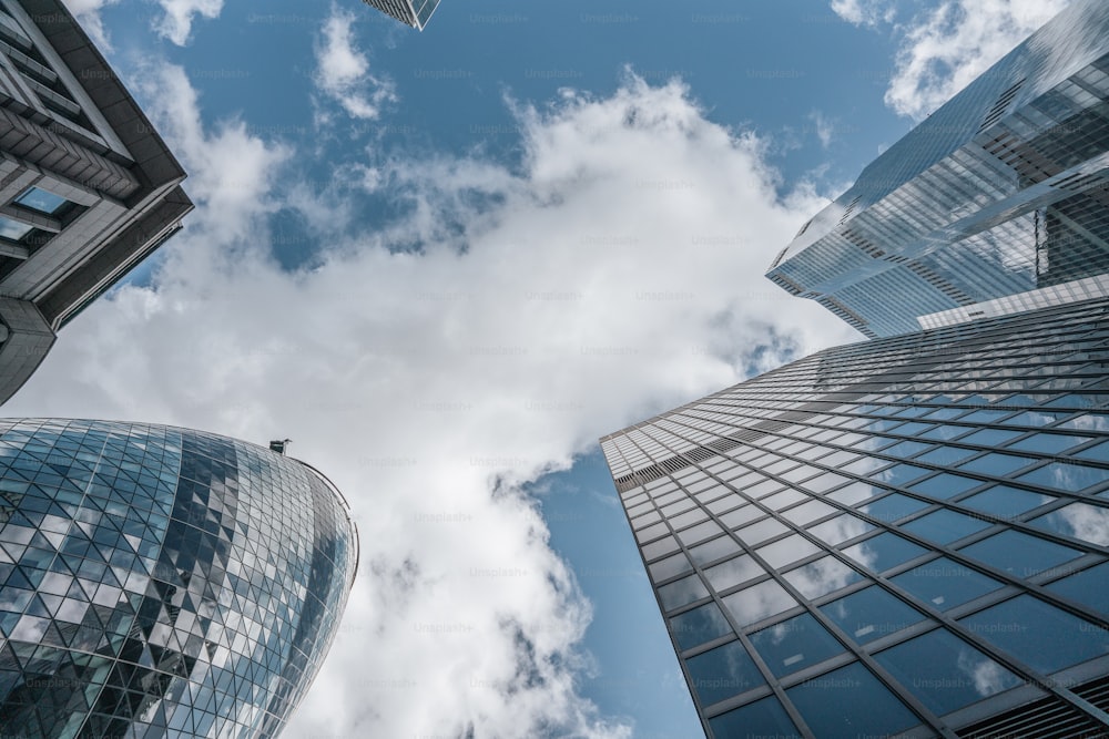 a group of tall buildings standing next to each other