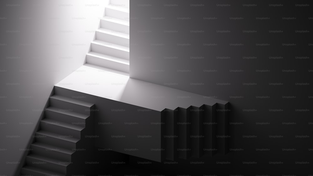 3d rendering, minimalist architectural background with steps and stairs. Geometric wallpaper