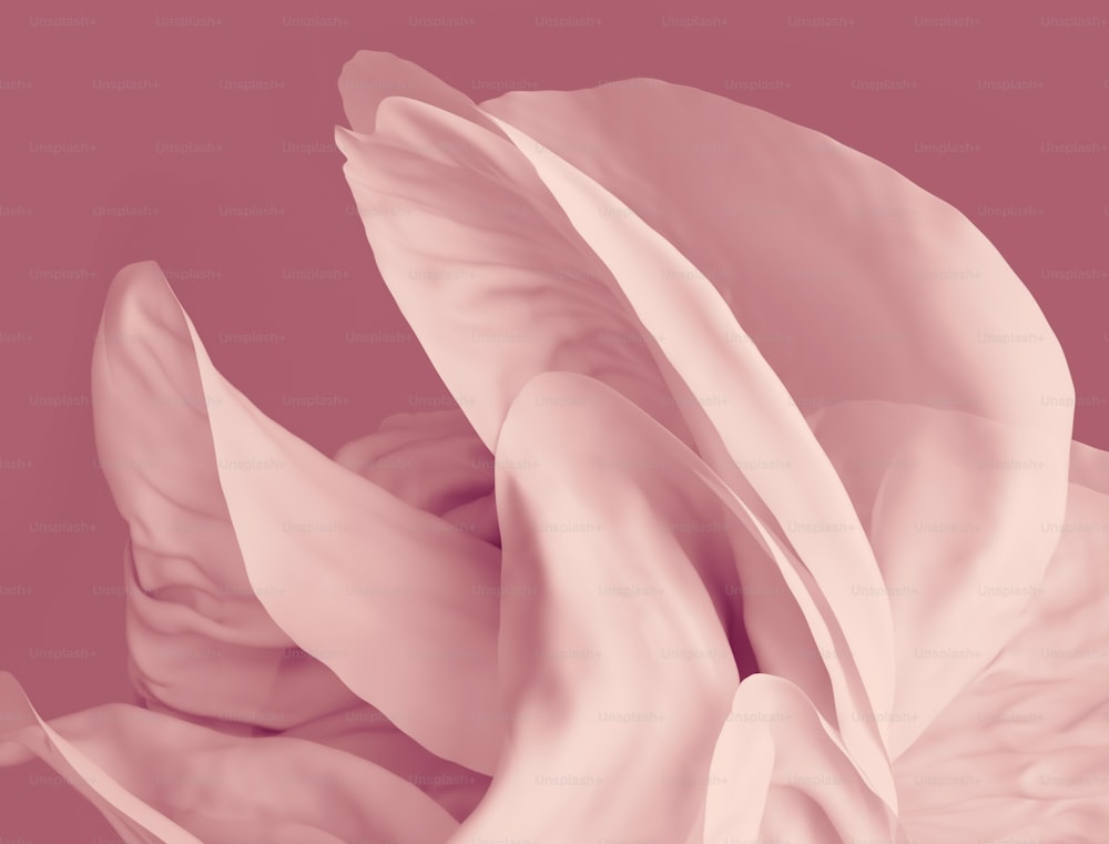 Rendu 3D, fond abstrait avec draperie de soie rose flottante, papier peint mode ondulé, tissu tombant