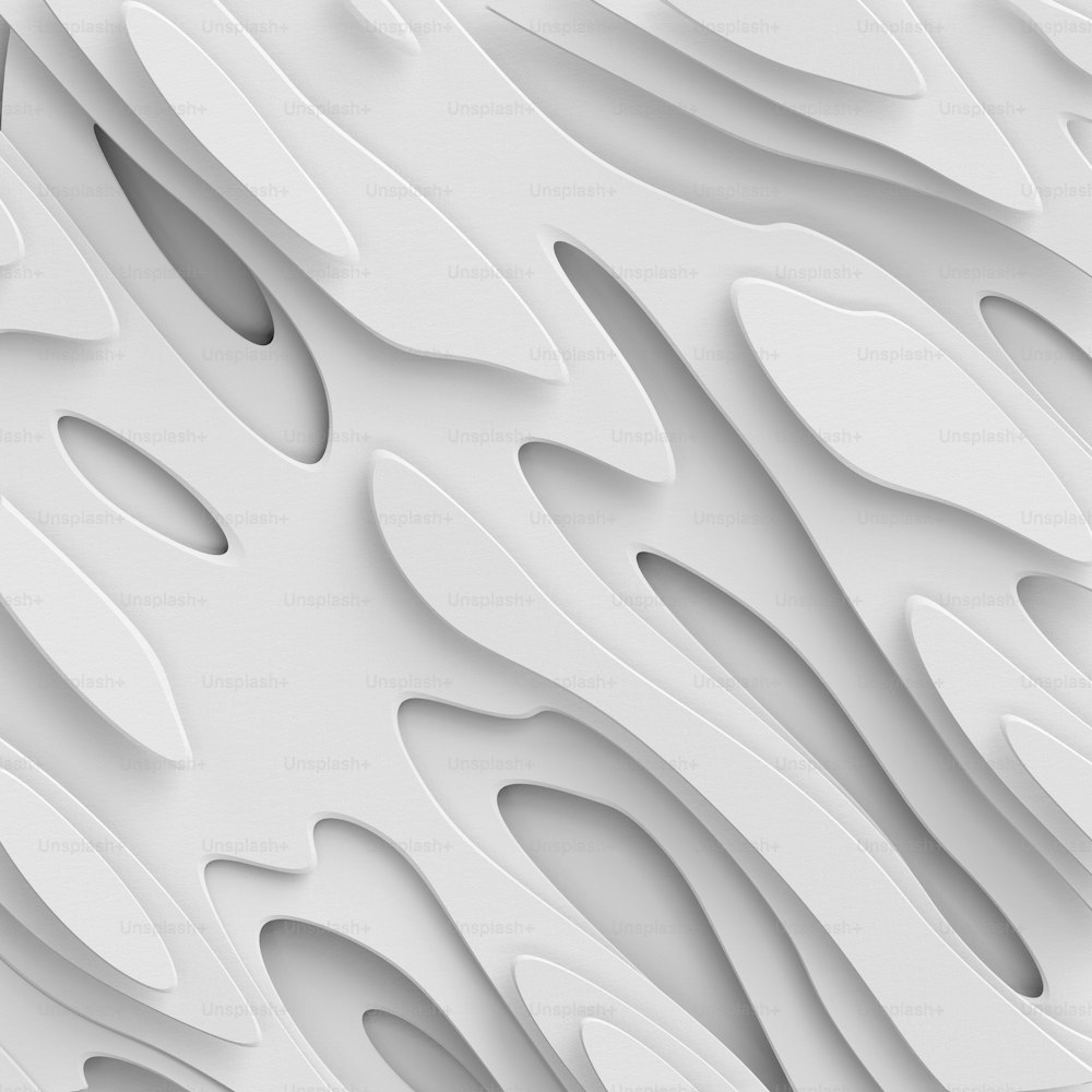Rendu 3D, arrière-plan abstrait du papier blanc, calques dynamiques, structures de fibres plates, trous, texture macro
