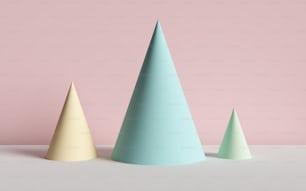 3d render, abstract background, cones, primitive geometric shapes, pastel color palette, simple mockup, minimal design elements