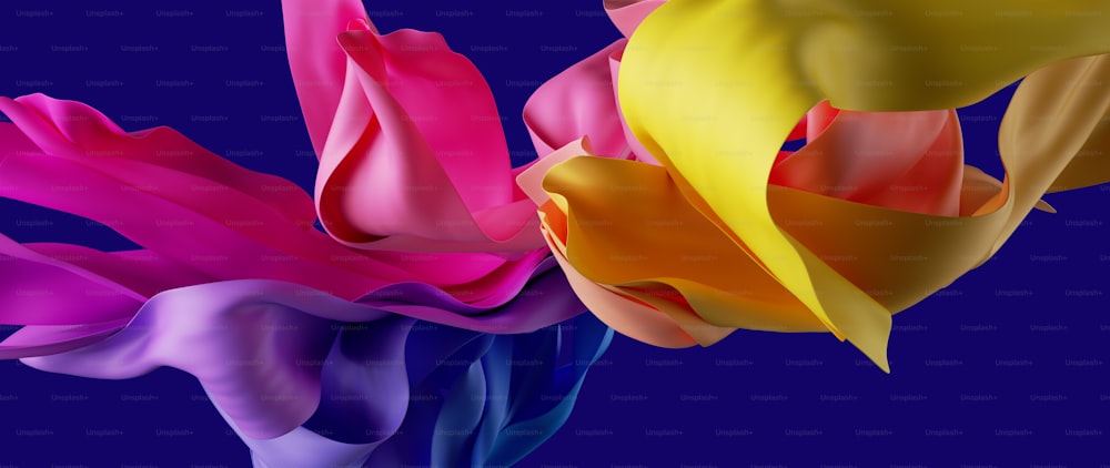 renderização 3d, papel de parede abstrato com pano têxtil colorido voador, fundo da moda com tecido ondulado