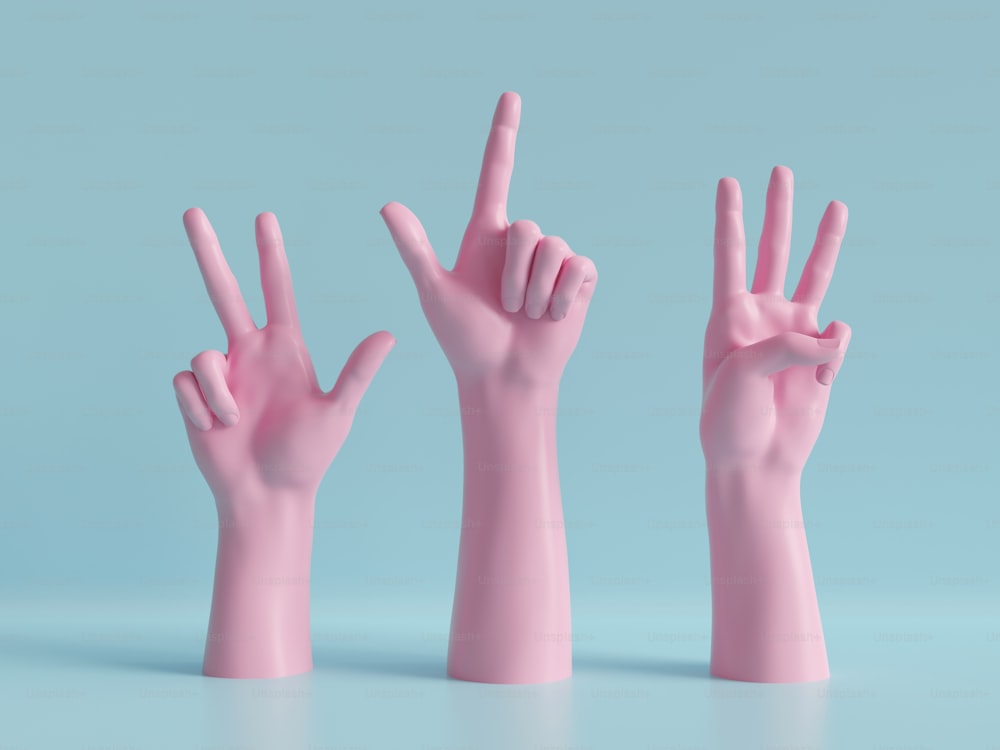 3d render, female hands isolated, minimal fashion background, mannequin body parts, competition concept, shop display, show, presentation, pink blue pastel colors