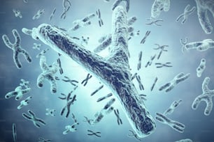 Cromosoma Y in primo piano, un concetto scientifico. Illustrazione 3D