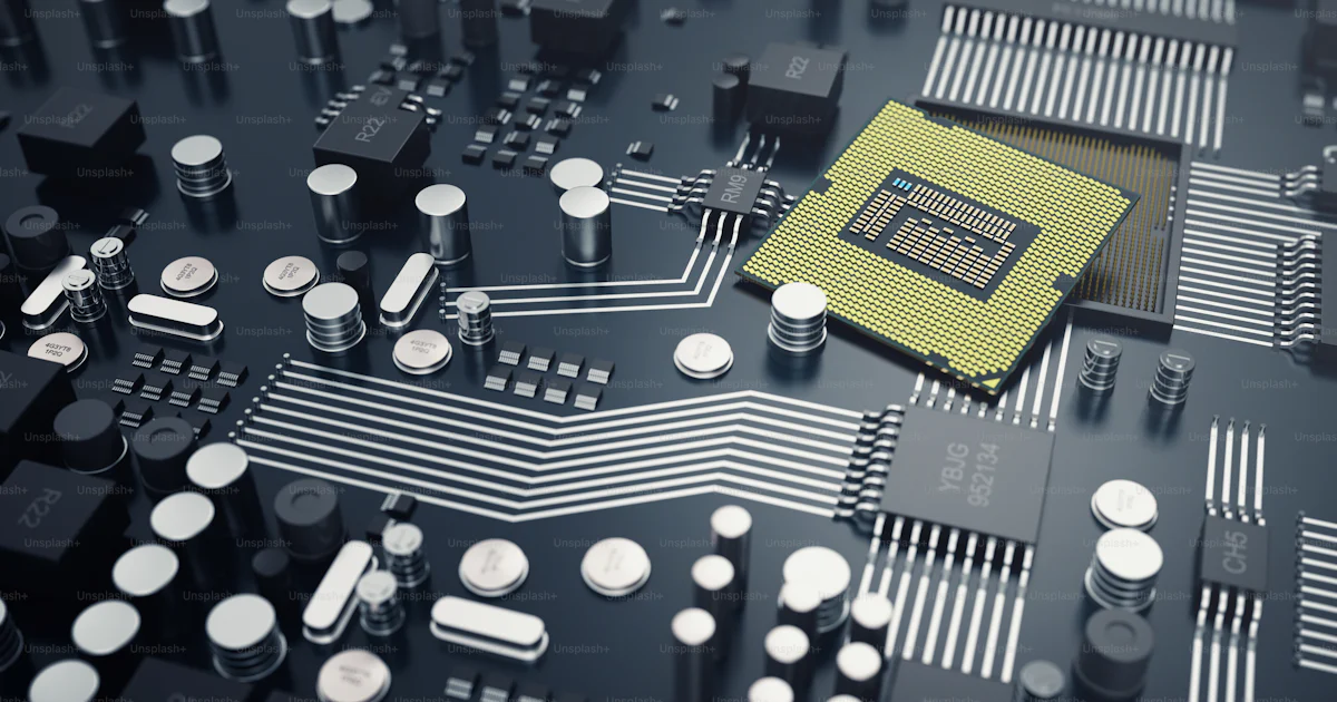3Dレンダリング中央コンピュータプロセッサCPUのコンセプト。コンピュータ技術の電子エンジニア。コンピュータボードチップ回路CPUコア ...