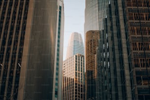 a group of tall buildings next to each other