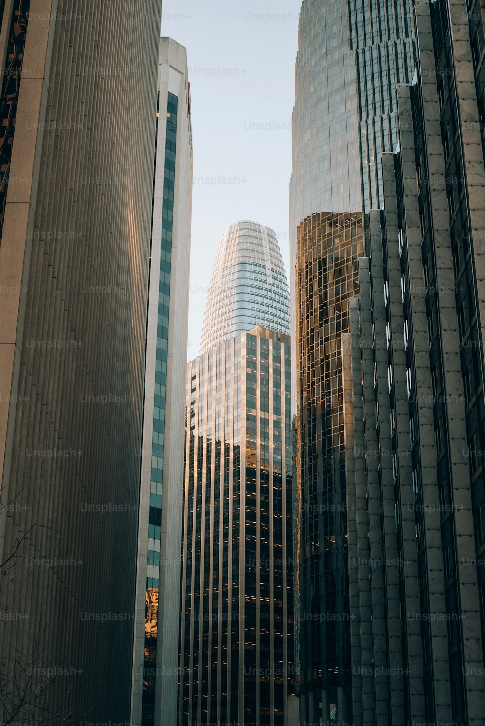 a group of tall buildings in a city